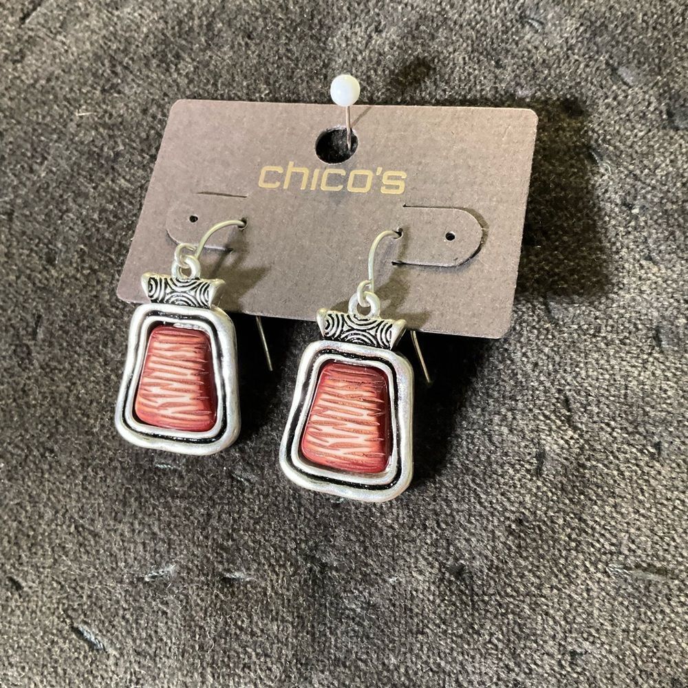 0085-Chico's Red and Silver Earrings
